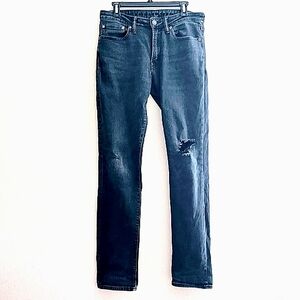 American Eagle Next Level Flex Slim Straight Leg Washed Out Black Jeans